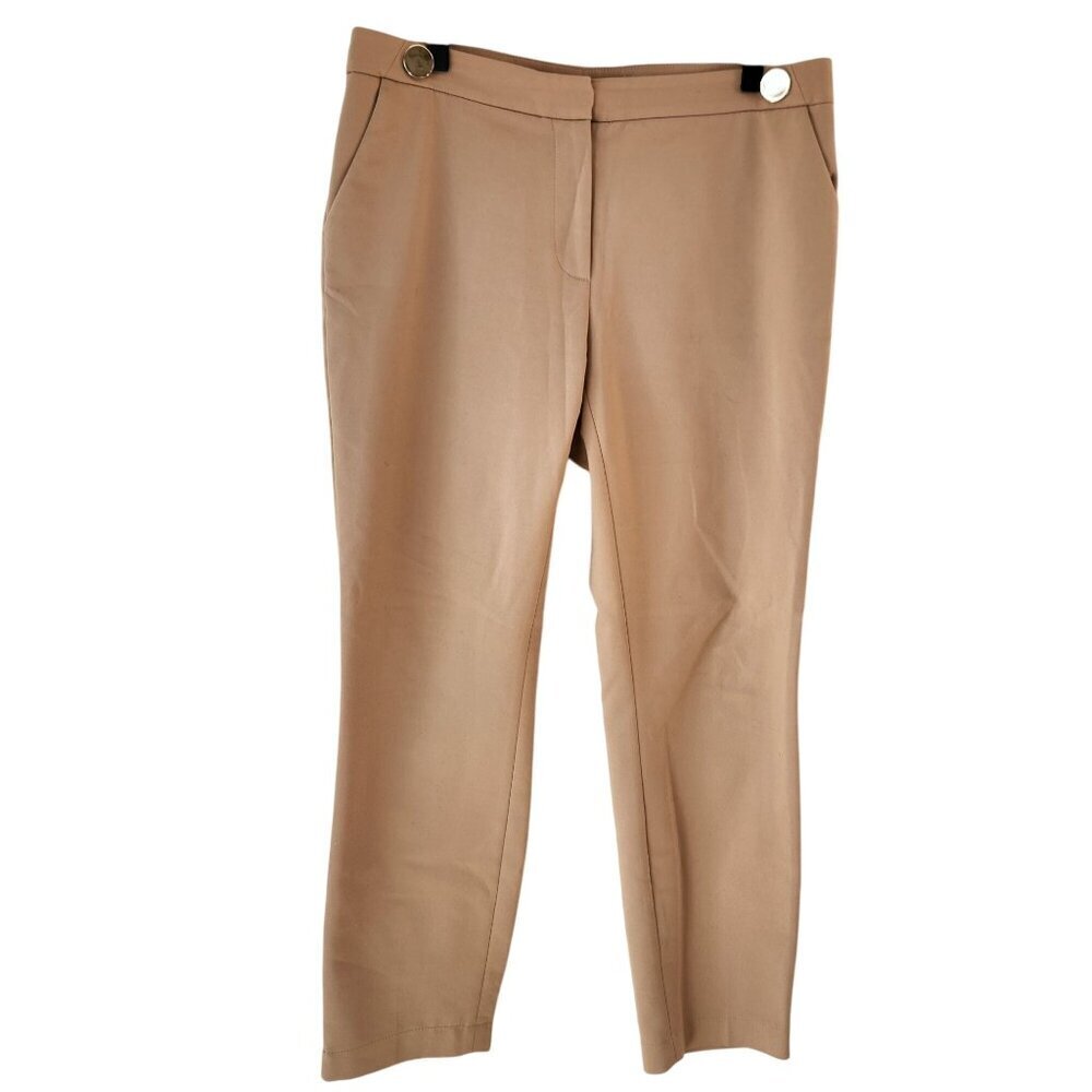 Calvin Klein Tan Trousers Pants Khaki Classic Fit Career Professional Women's 8